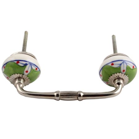 Pea Green Leaf Ceramic Bridge Handle